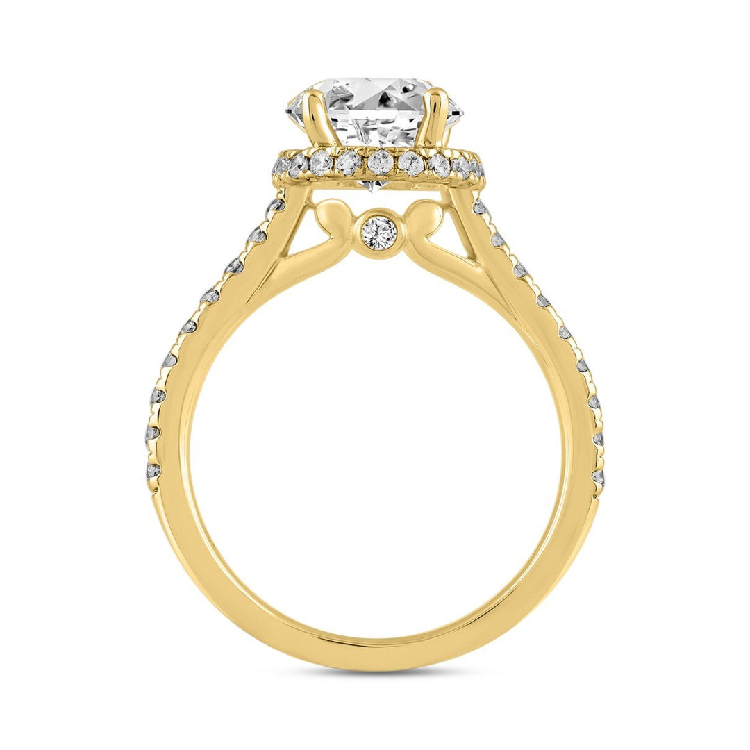 2.50 Carat Round Lab-Grown Diamond Engagement Ring | 14K Yellow Gold | Halo Style