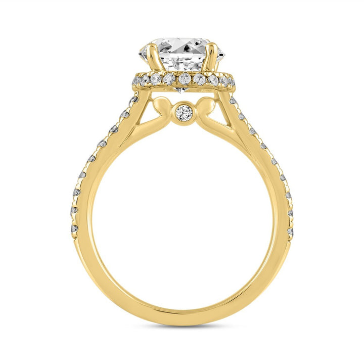 2.50 Carat Round Lab-Grown Diamond Engagement Ring | 14K Yellow Gold | Halo Style