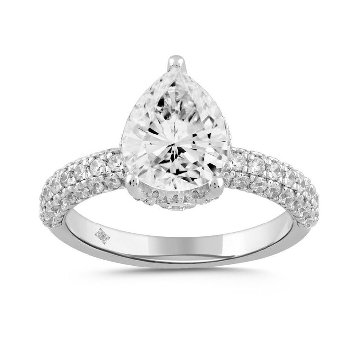 2.75 Carat Round and Pear Lab-Grown Diamond Engagement Ring | 14K White Gold | Hidden Halo