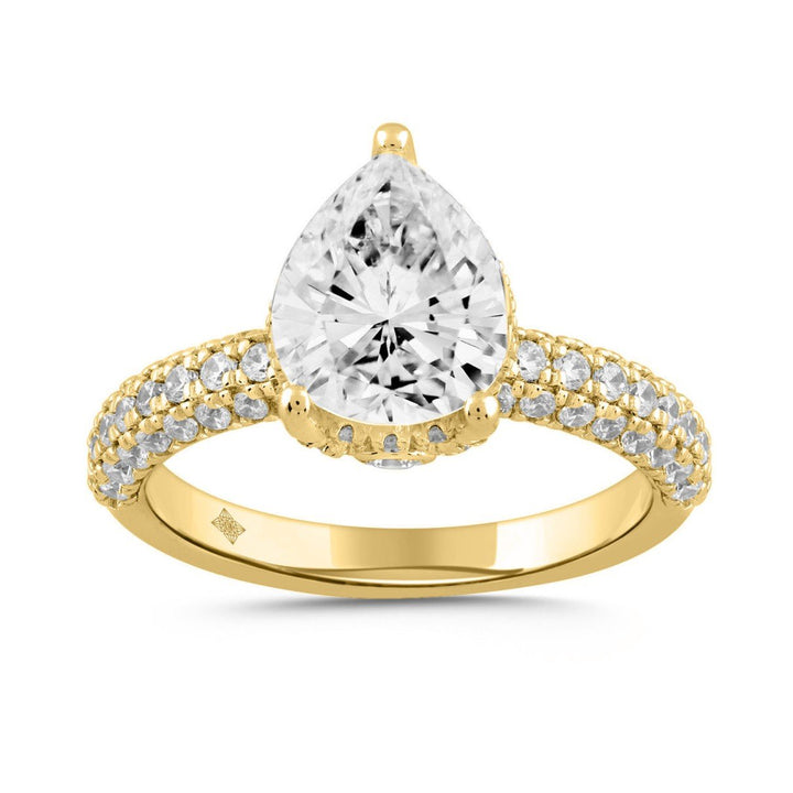 2.75 Carat Round and Pear Lab-Grown Diamond Engagement Ring | 14K Yellow Gold | Hidden Halo