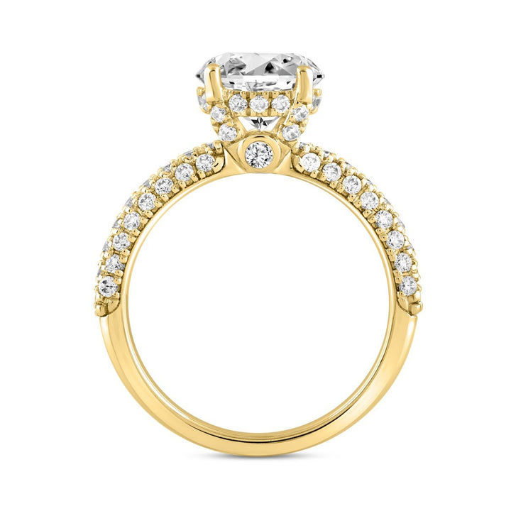 2.75 Carat Round and Pear Lab-Grown Diamond Engagement Ring | 14K Yellow Gold | Hidden Halo