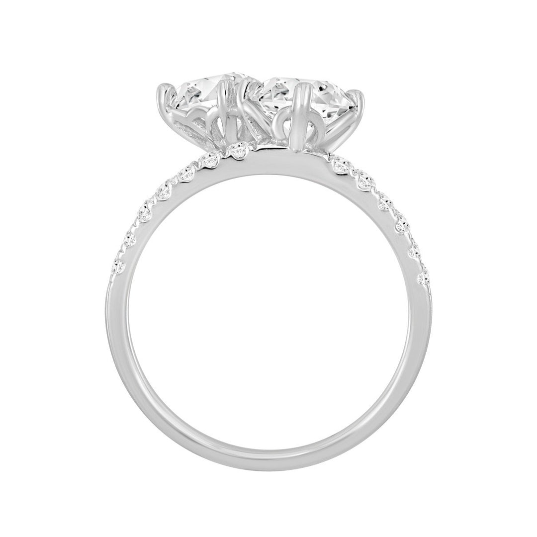 2.50 Carat Round and Princess Diamond Engagement Ring | 14K White Gold | Toi et Moi Style