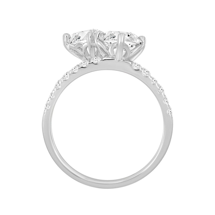 2.50 Carat Round and Princess Diamond Engagement Ring | 14K White Gold | Toi et Moi Style