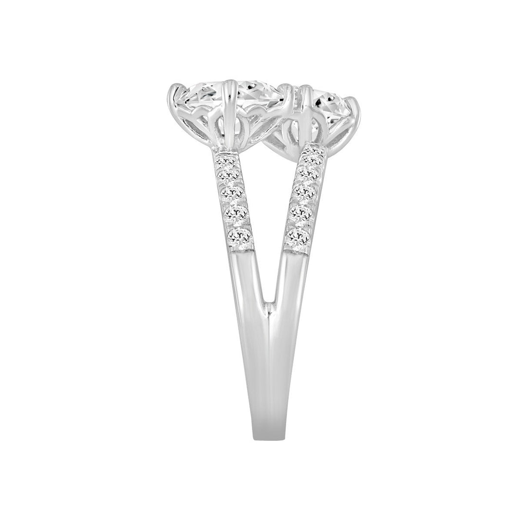 2.50 Carat Round and Princess Diamond Engagement Ring | 14K White Gold | Toi et Moi Style