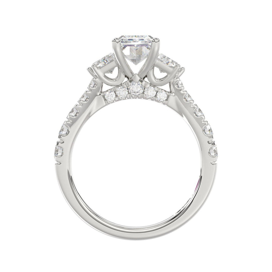 3.33 Carat Cushion Diamond Ring Three-Stone Ring  | Platinum | F-VS2 Clarity