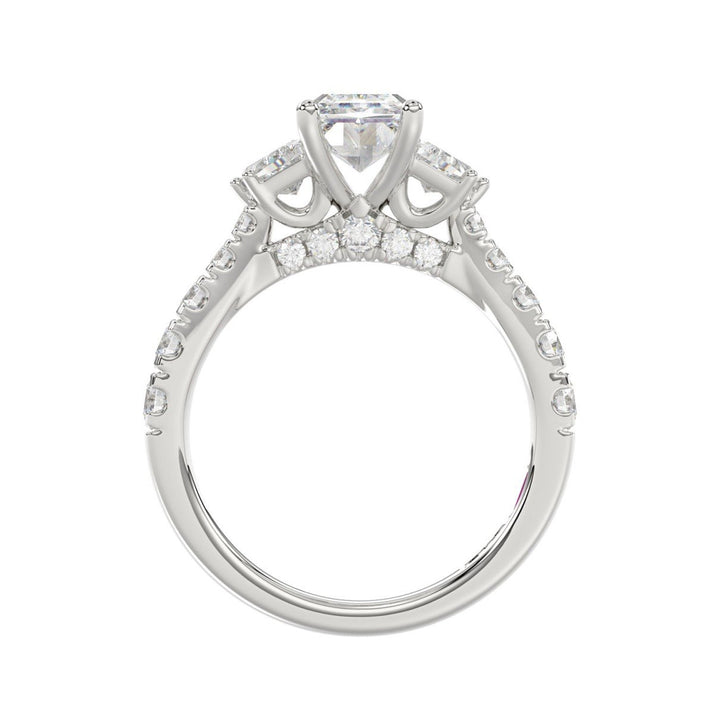 3.33 Carat Cushion Diamond Ring Three-Stone Ring  | Platinum | F-VS2 Clarity