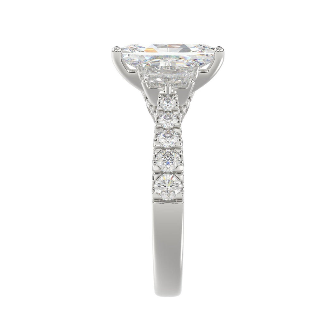 3.33 Carat Cushion Diamond Ring Three-Stone Ring  | Platinum | F-VS2 Clarity
