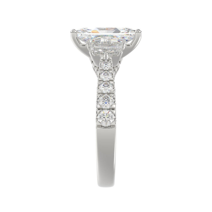 3.33 Carat Cushion Diamond Ring Three-Stone Ring  | Platinum | F-VS2 Clarity