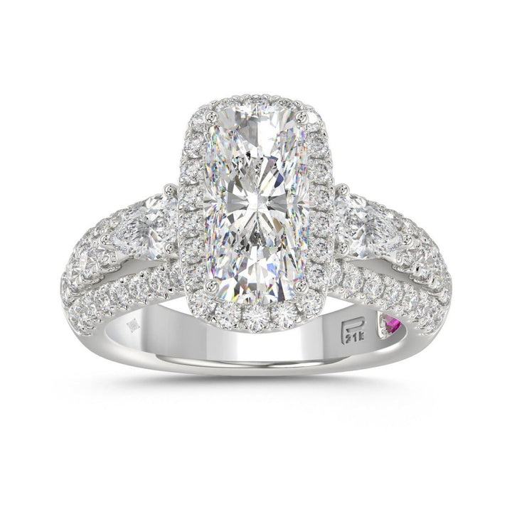 3.50 Carat Round Pear Cushion and Baguette Diamond Ring | Platinum | F-VS2 Clarity