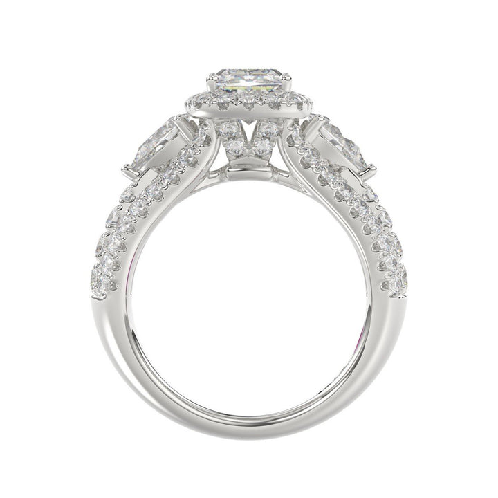 3.50 Carat Round Pear Cushion and Baguette Diamond Ring | Platinum | F-VS2 Clarity