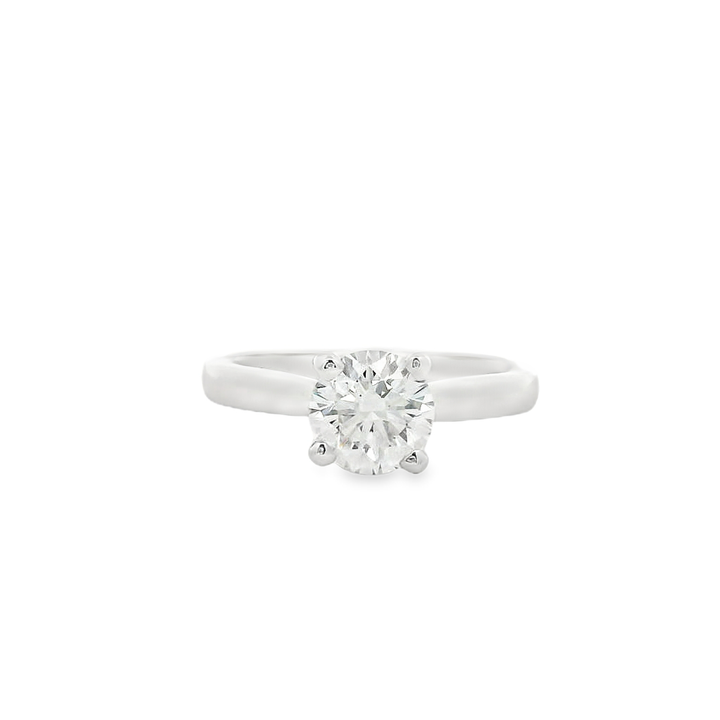 1.01ct D VS2 Round Diamond Solitaire Cathedral Ring - 14K White Gold