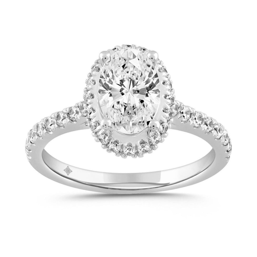 2.50 Carat Oval Lab-Grown Diamond Halo Engagement Ring | 14K White Gold