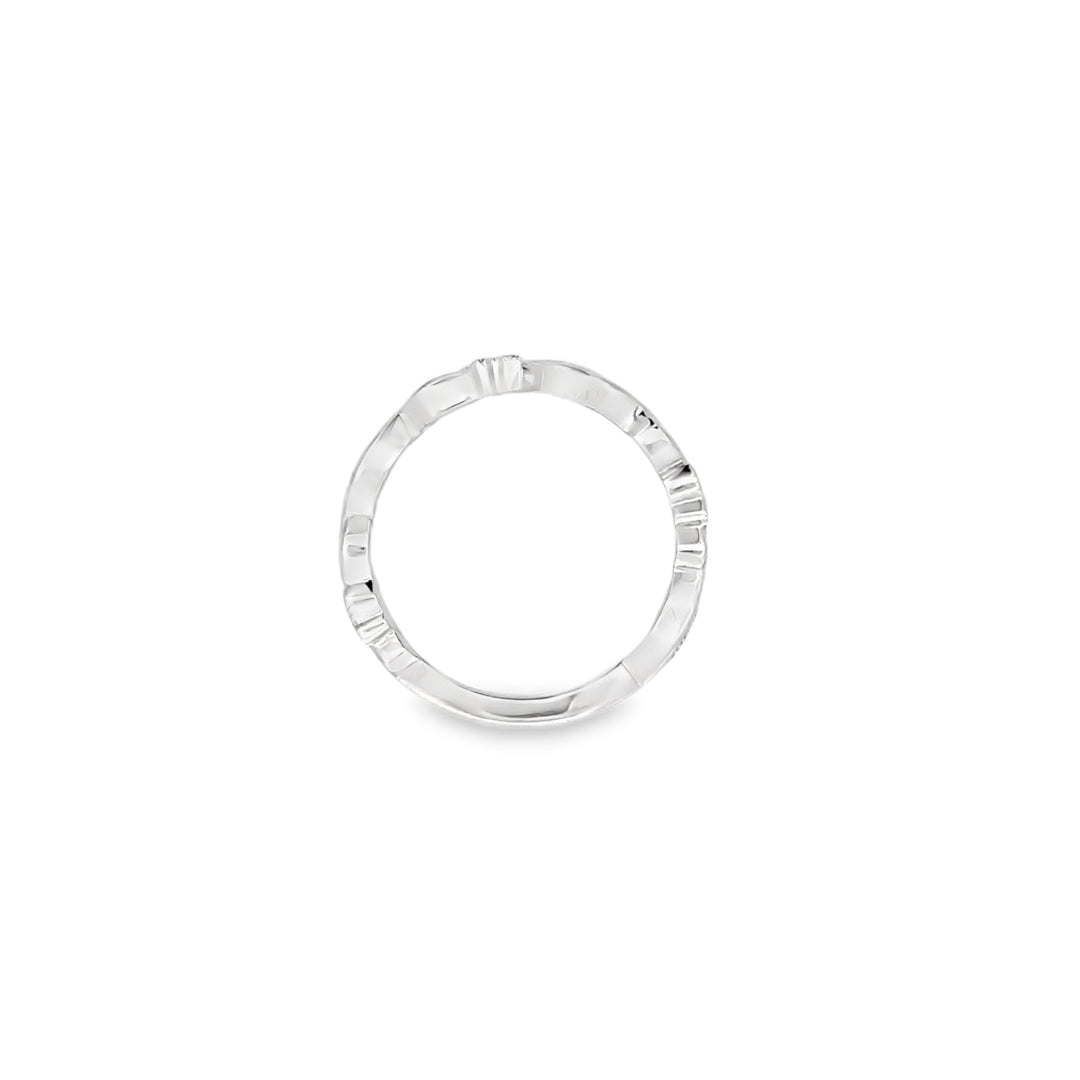 Vintage Leaf Style Engagement Ring | 14K White Gold | Size 6 | 0.049 TW Round Diamonds