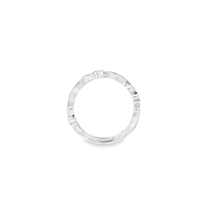 Vintage Leaf Style Engagement Ring | 14K White Gold | Size 6 | 0.049 TW Round Diamonds