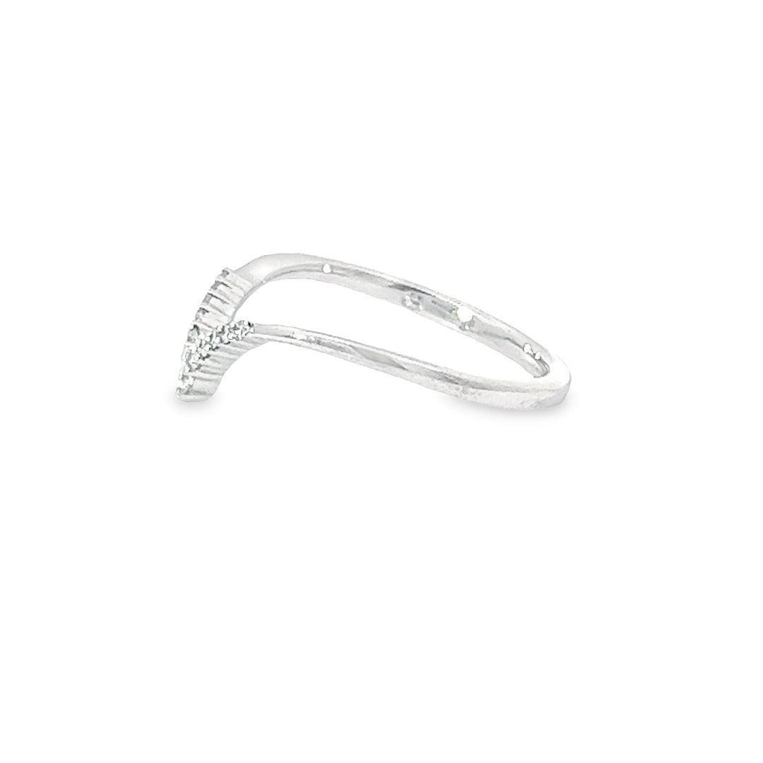 14K White Gold Round 0.12ctw Diamond Chevron Ring