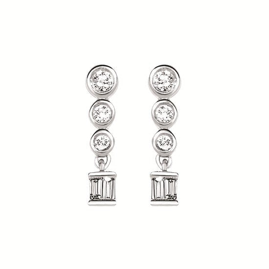 Sterling Silver 0.16ctw Diamond Drop Earrings
