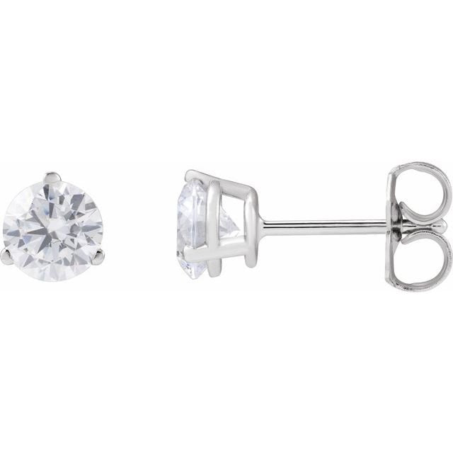 1 Carat Lab-Grown Diamond Stud Earrings | G-H Color VS | 14K White Gold | 3 Prong Setting