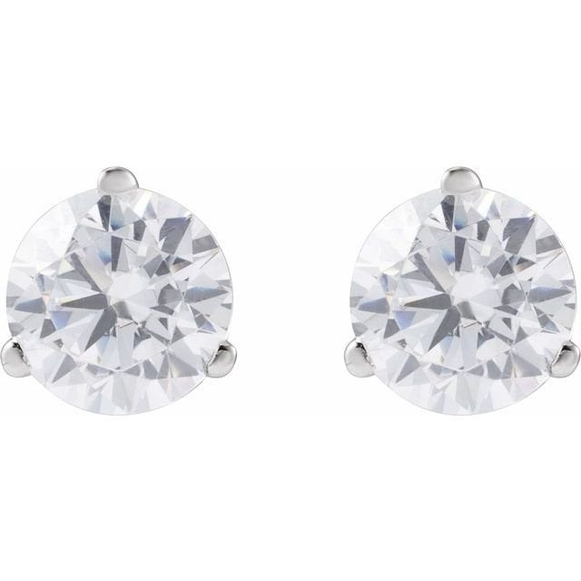 1 Carat Lab-Grown Diamond Stud Earrings | G-H Color VS | 14K White Gold | 3 Prong Setting