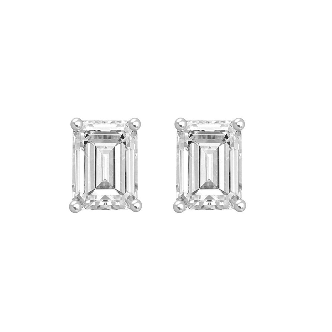 2.50 Carat Lab-Grown Emerald Diamond Stud Earrings | G-H Color VS | 14K White Gold