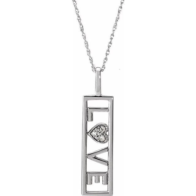 14K White Gold 0.02ctw Love Diamond Pendant
