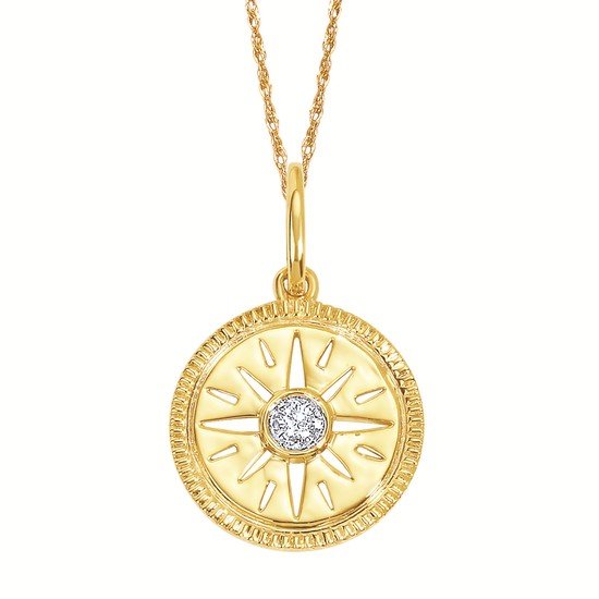 14K Yellow Gold 0.02cts Diamond Circle Pendant