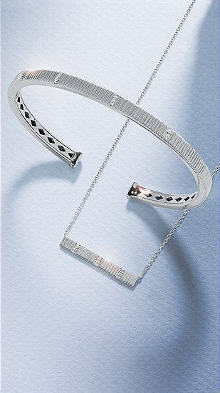 Sterling Silver 0.04ctw Diamond Bar Necklace