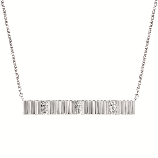 Sterling Silver 0.04ctw Diamond Bar Necklace