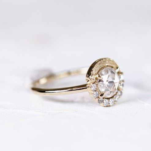 14K Yellow Gold "Renoir" Round 0.76ctw Rose Diamond Ring
