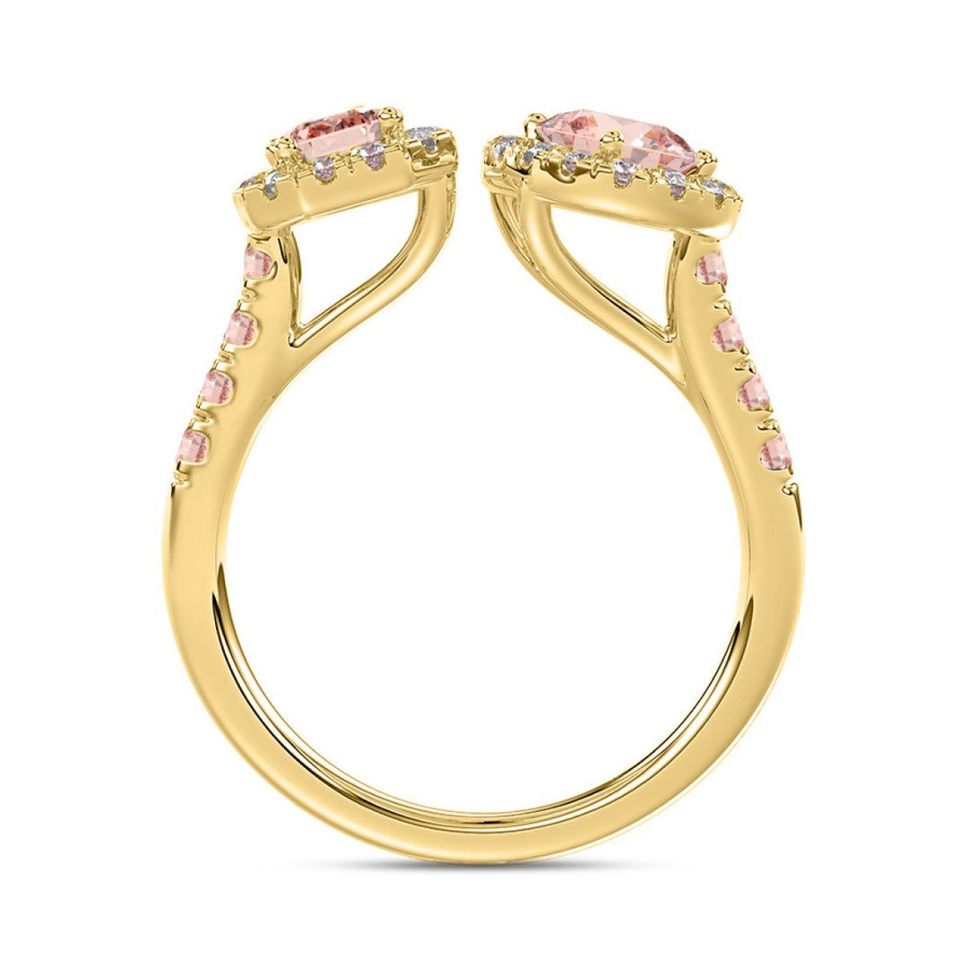 1.50 Carat Round Emerald and Pear Lab-Grown Diamond Ring | 14K Yellow Gold | Toi Et Moi