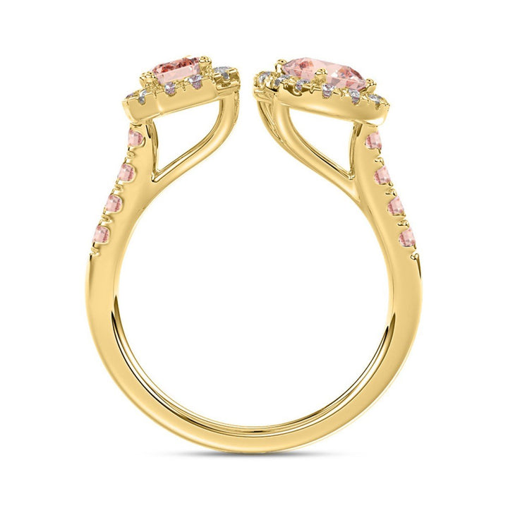 1.50 Carat Round Emerald and Pear Lab-Grown Diamond Ring | 14K Yellow Gold | Toi Et Moi