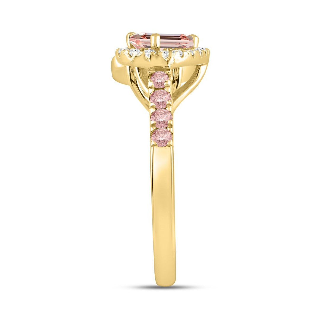 1.50 Carat Round Emerald and Pear Lab-Grown Diamond Ring | 14K Yellow Gold | Toi Et Moi