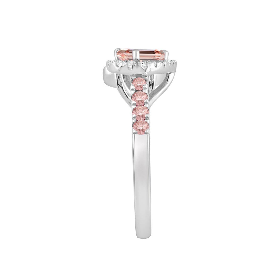 1.50 Carat Round Emerald and Pear Lab-Grown Diamond Ring | 14K White Gold | Toi Et Moi