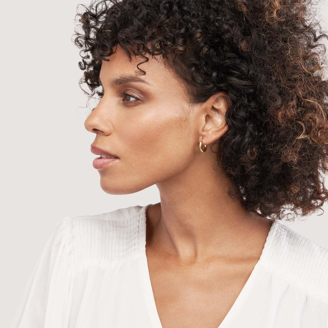 Polished 3mm x 15mm Hoop Earrings | Genuine 14K Yellow Gold