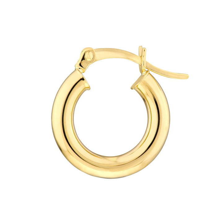 Polished 3mm x 15mm Hoop Earrings | Genuine 14K Yellow Gold