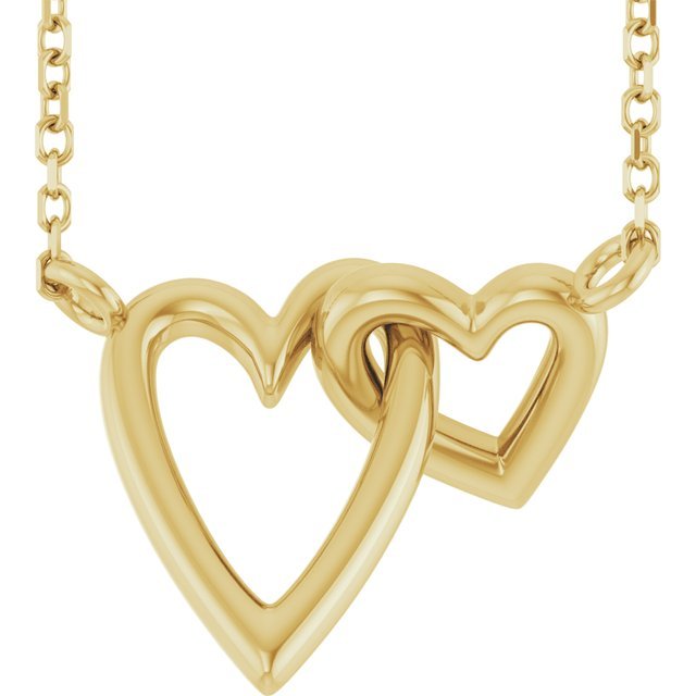 14K Yellow Gold Interlocking Heart Necklace