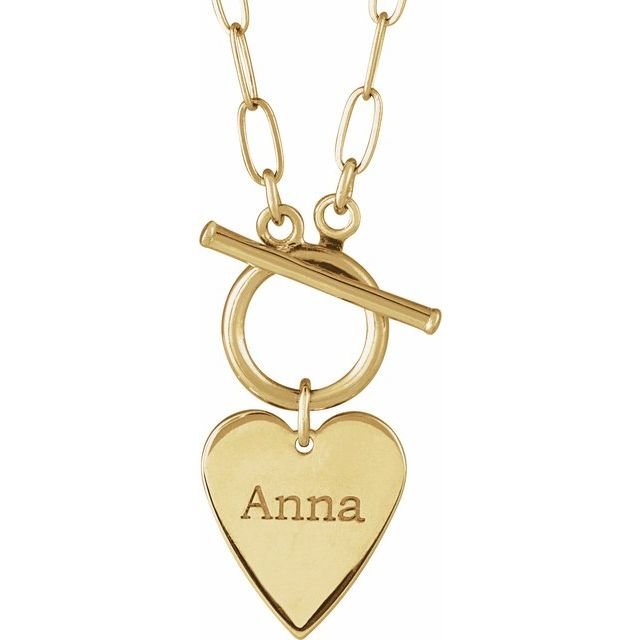 14K Yellow Gold Heart Toggle Necklace