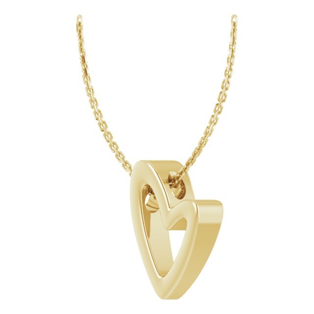 Lady's Yellow Gold 14K petite Heart Necklace Length 18"  heart dimensions 10.6 x 7.2 mm