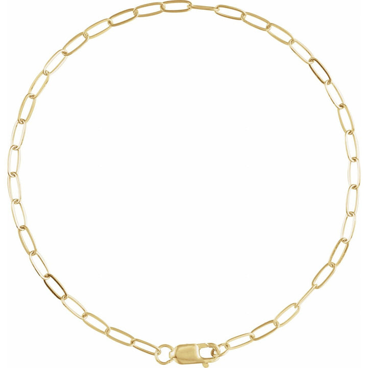 14K Yellow Gold 2.1mm Paper Clip Bracelet
