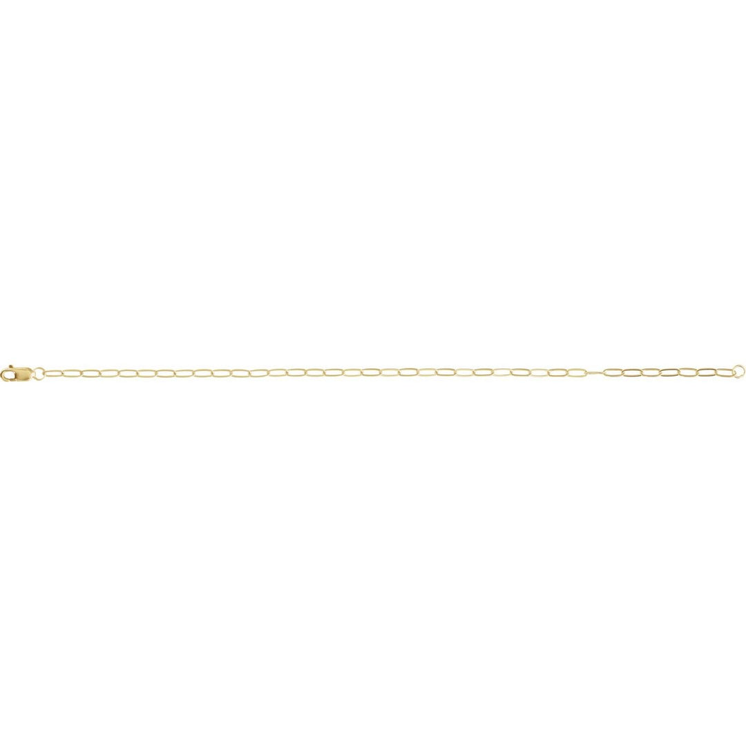 14K Yellow Gold 2.1mm Paper Clip Bracelet