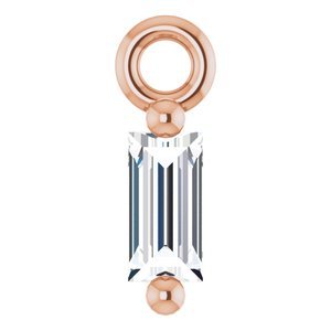 14K Rose Gold .06ctw Baguette Diamond Charm