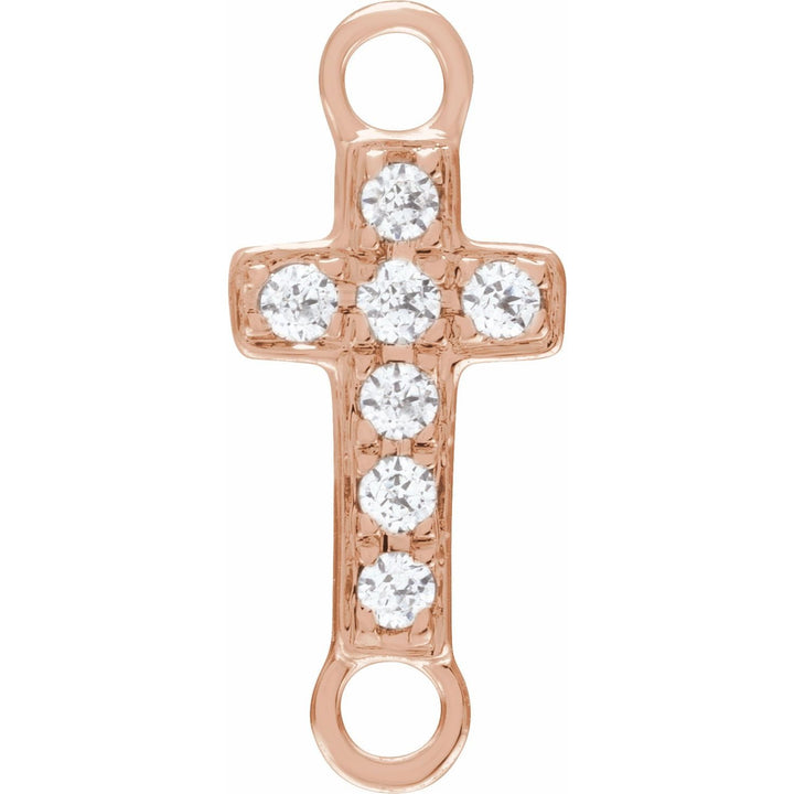 Rose Gold 14K Petite diamond Cross Charms/link With 7=0.04Tw Round I I1 Diamonds