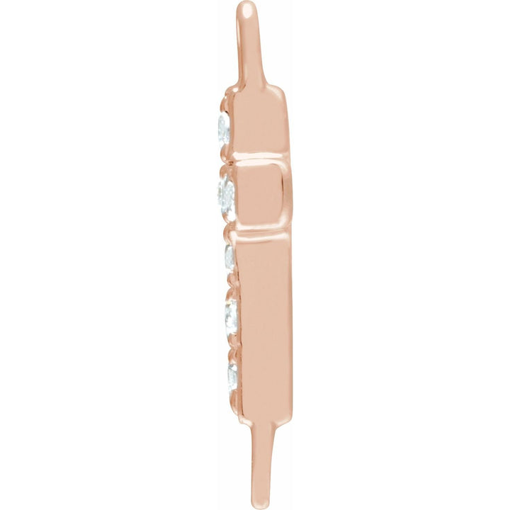 Rose Gold 14K Petite diamond Cross Charms/link With 7=0.04Tw Round I I1 Diamonds