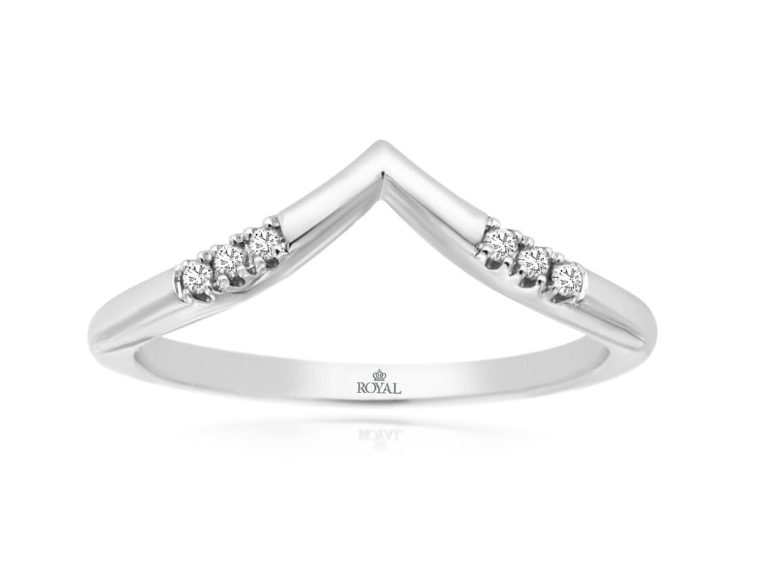 14K White Gold Chevron 0.05 CTW Diamond Ring