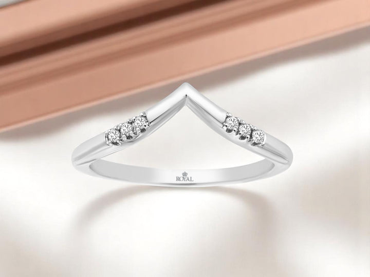 14K White Gold Chevron 0.05 CTW Diamond Ring