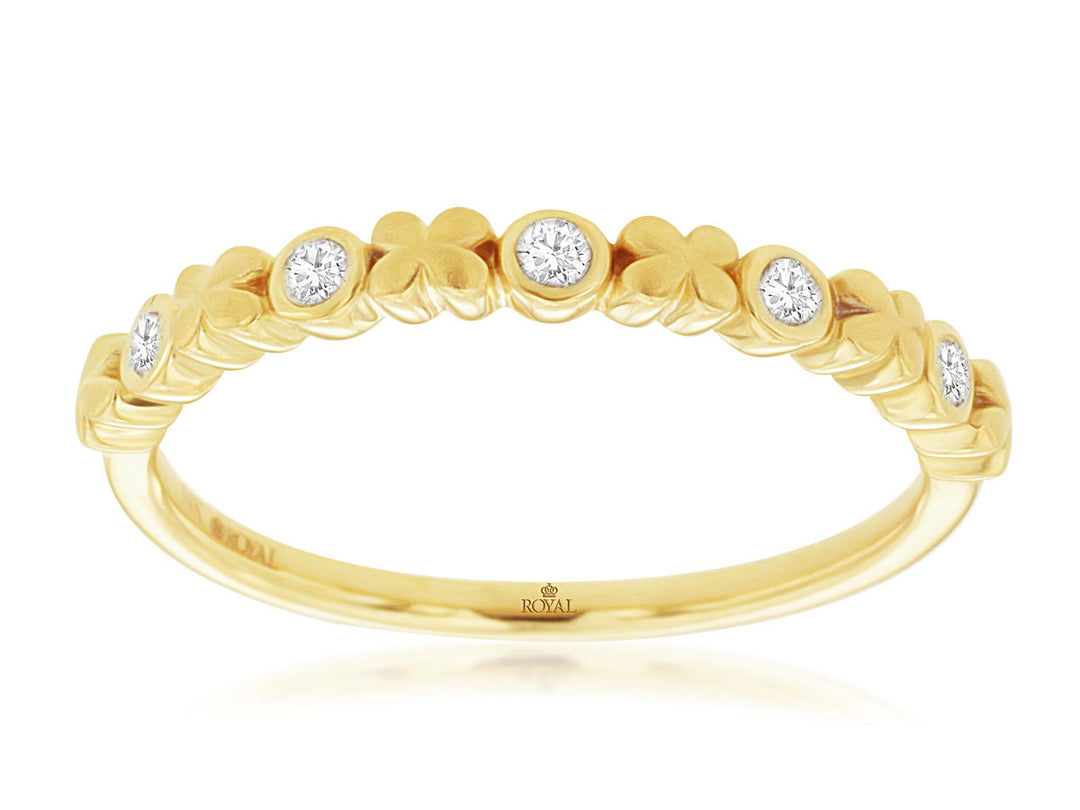 14K Yellow gold .08CTW  XO Diamond Wedding Band