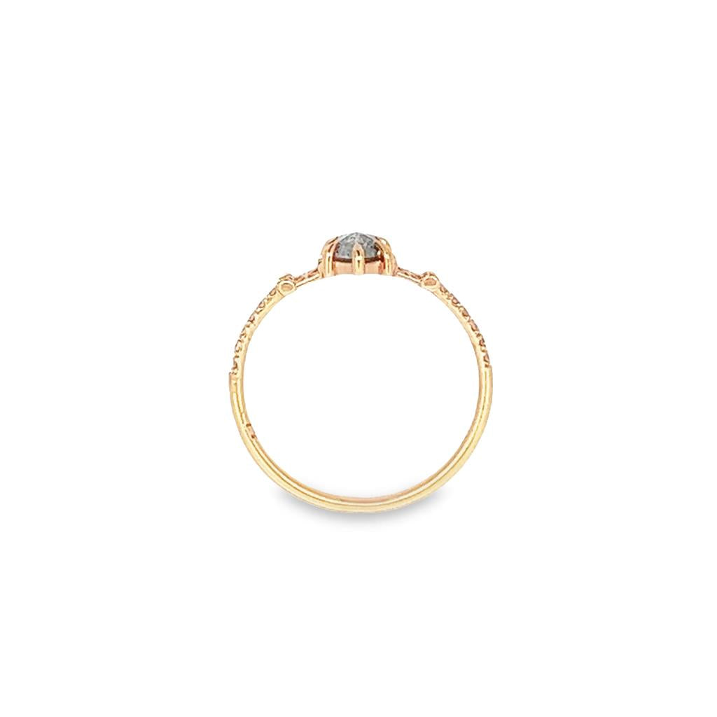 14K Rosé Gold Hexagon Salt & Pepper 0.10ctw Diamond Engagement Ring