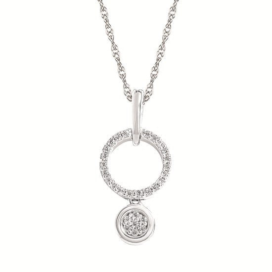 Sterling Silver Round 0.09ctw Halo Diamond Pendant