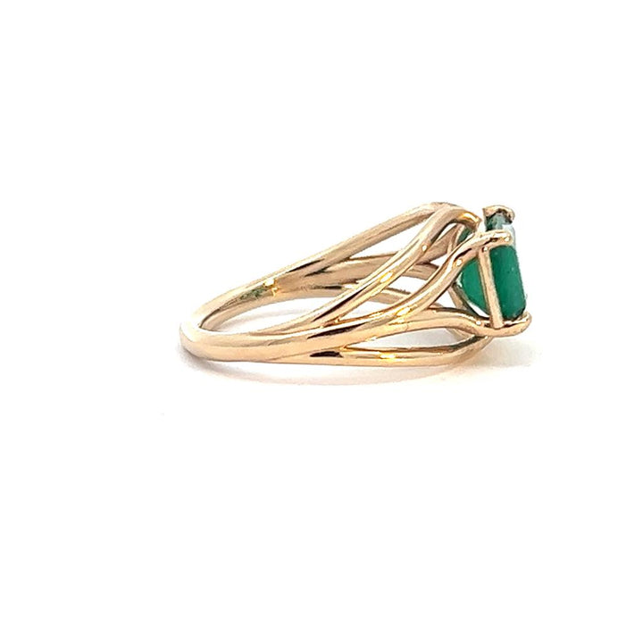 14K Yellow Gold Contemporary 2.01ctw Columbian Emerald Ring