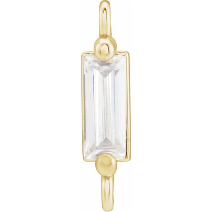 14K Yellow Gold 3x1.5mm Moissanite Baguette Charm