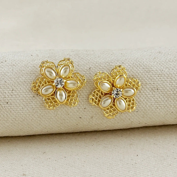 18K Gold Filled Mesh Flower Earrings